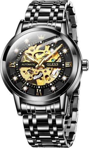 Waterproof Luminous OLEVS Mens Automatic indigenous laborer stand convince billfish Watch Skeleton Diamond Luxury Mechanical Self Winding Dress Wrist Watch 