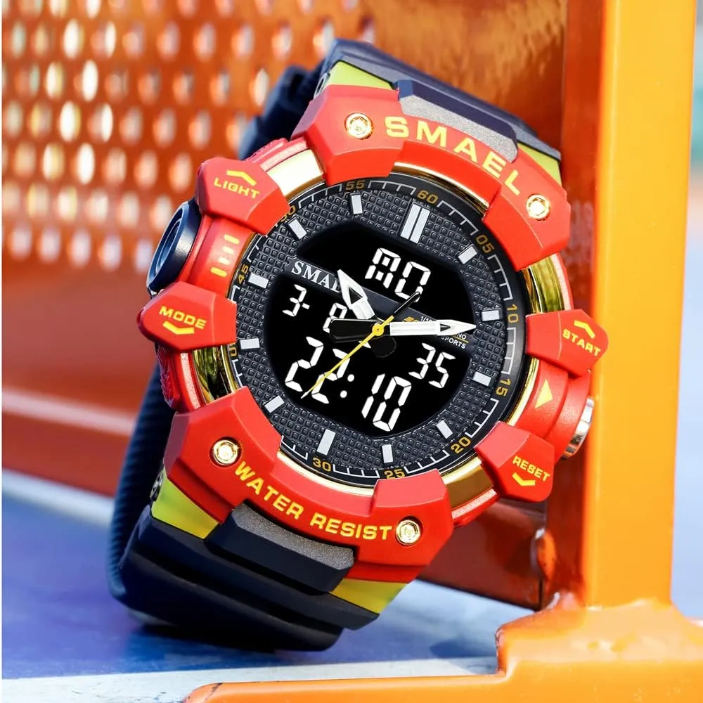 Waterproof Military Stopwatch Alarm floral Week Display Male Clock Student Watch for Man Fashion Sport Quartz Digital Wristwatches 50M 