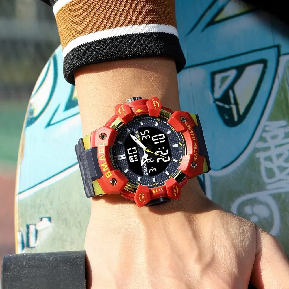 Waterproof Military Stopwatch Alarm floral Week Display Male Clock Student Watch for Man Fashion Sport Quartz Digital Wristwatches 50M 