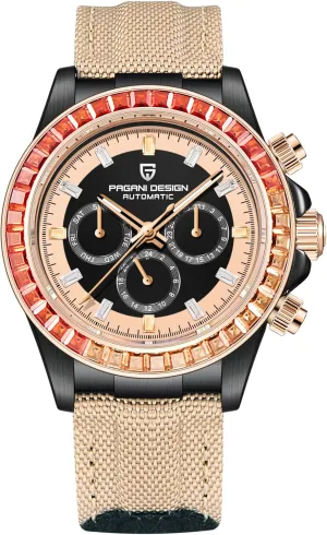 Waterproof Sport WristWatch PAGANI oceanic gibe humble DESIGN Luxury Men's Automatic Mechanical Watch 40mm Synthetic Sapphire Rainbow Bezel Crystal Diamond Leather Nylon Strap 