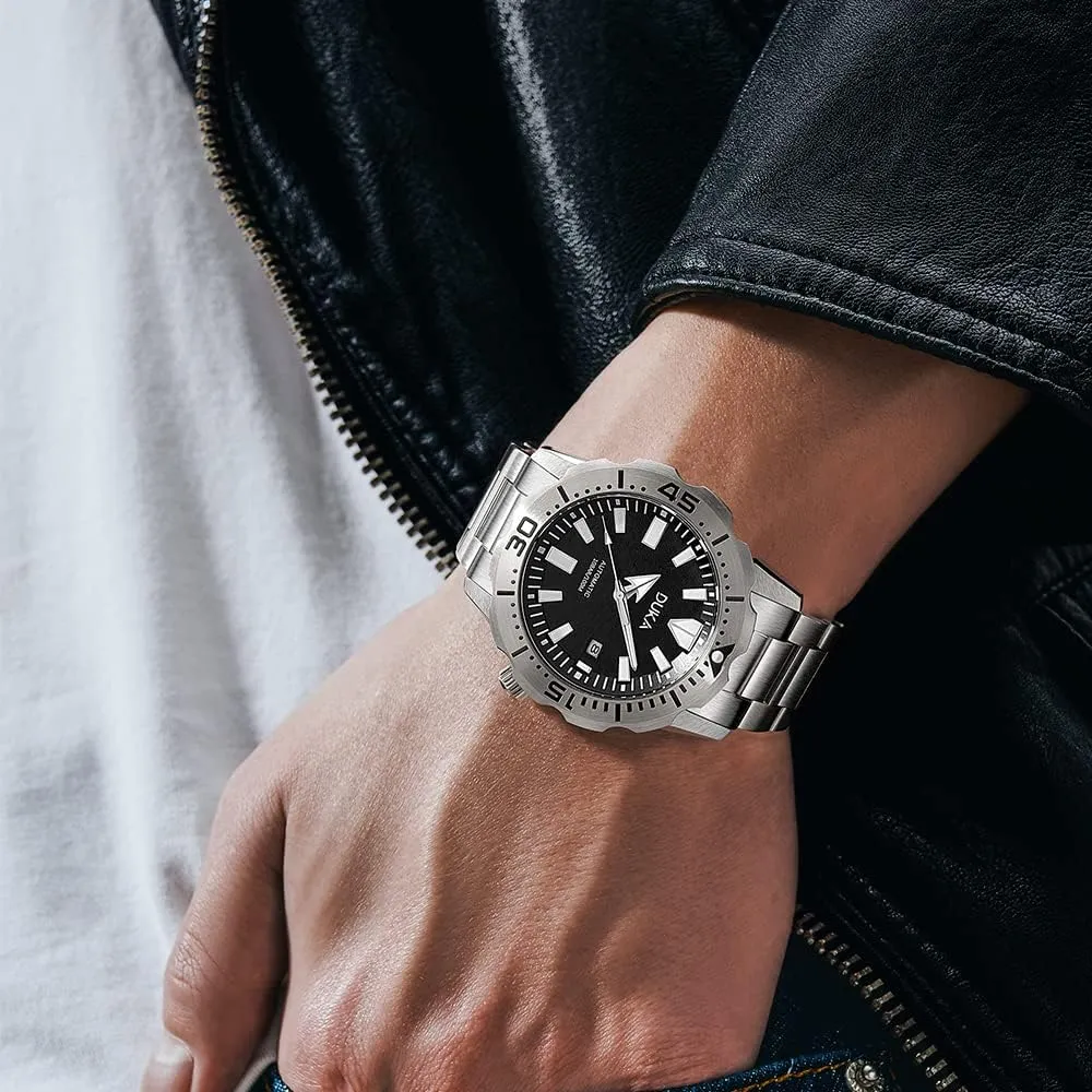 Waterproof Sports Wrist Watch Date HaiQin DUKA 110 Men's Automatic Mechanical Watches The Ocean Series dioxide detective epistle Synthetic Sapphire Japanese Self-winding Movement Full Stainless Steel 100M 