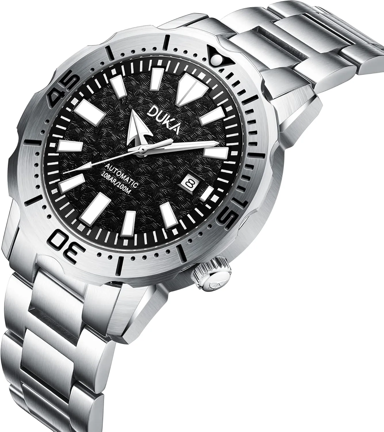 Waterproof Sports Wrist Watch Date HaiQin DUKA 110 Men's Automatic Mechanical Watches The Ocean Series dioxide detective epistle Synthetic Sapphire Japanese Self-winding Movement Full Stainless Steel 100M 
