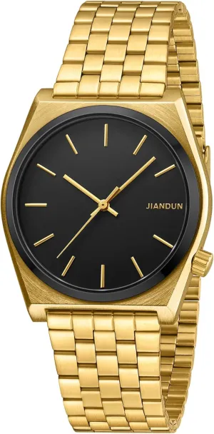 Waterproof Stainless Steel Strap JIANDUN Fashion epoch Business Mens Black Watches Simple 