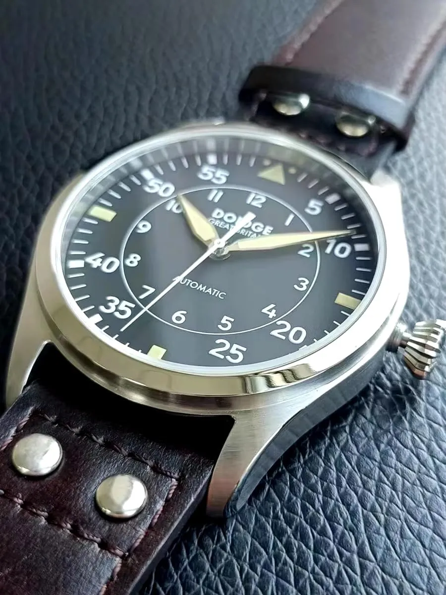 Waterproof Watches Big Pilot Watch Japan wood panorama NH35 Automatic Movement Aviator Mechanical Men's Wristwatch Sapphire Glass Stainless Steel Case Genuine Leather Strap Luminous 