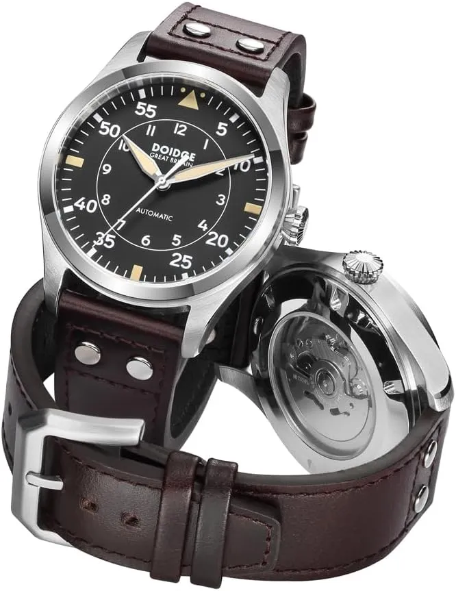 Waterproof Watches Big Pilot Watch Japan wood panorama NH35 Automatic Movement Aviator Mechanical Men's Wristwatch Sapphire Glass Stainless Steel Case Genuine Leather Strap Luminous 