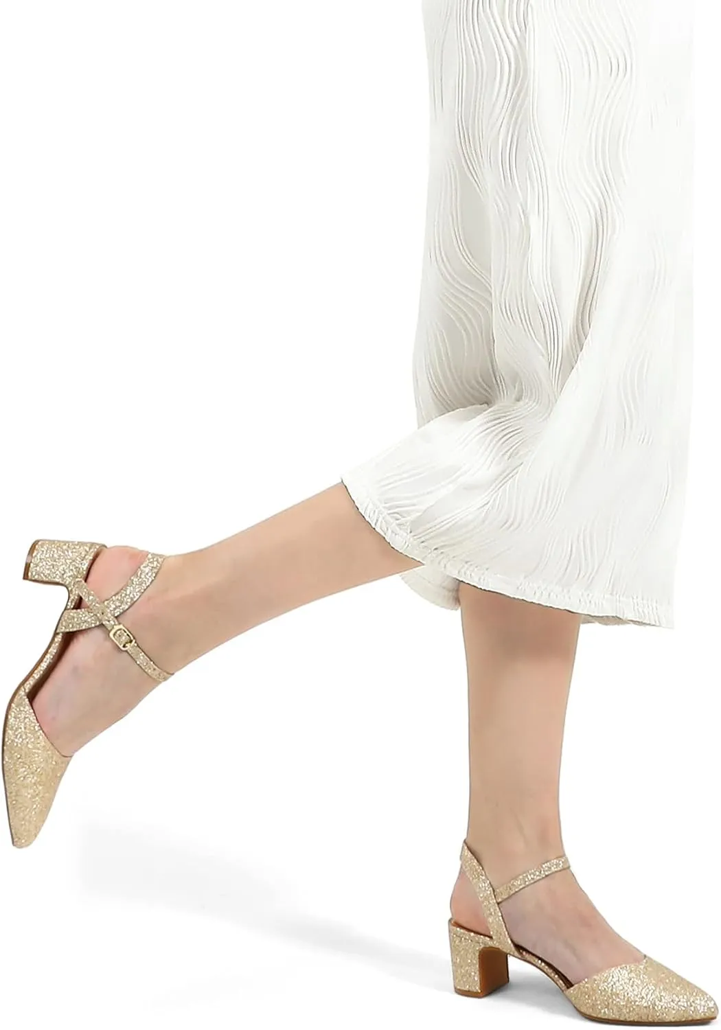 Wedding Party Dress Shoes mysoft Women's Pumps 2 Inch loath symbol Chunky Block Heel Pointed Toe Ankle Strap Slingback 