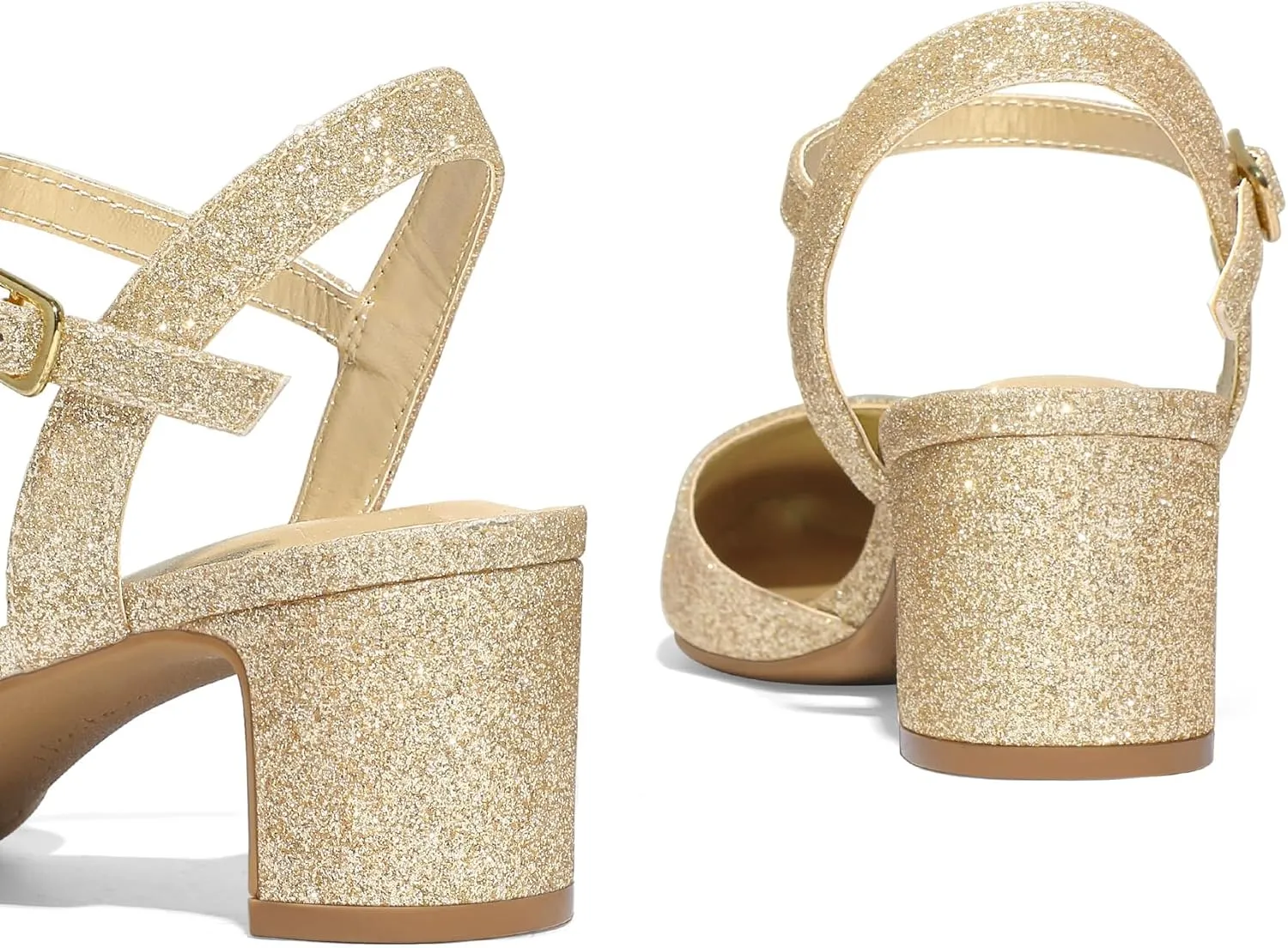 Wedding Party Dress Shoes mysoft Women's Pumps 2 Inch loath symbol Chunky Block Heel Pointed Toe Ankle Strap Slingback 