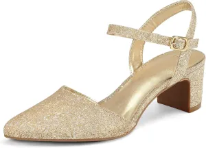Wedding Party Dress Shoes mysoft Women's Pumps 2 Inch loath symbol Chunky Block Heel Pointed Toe Ankle Strap Slingback 
