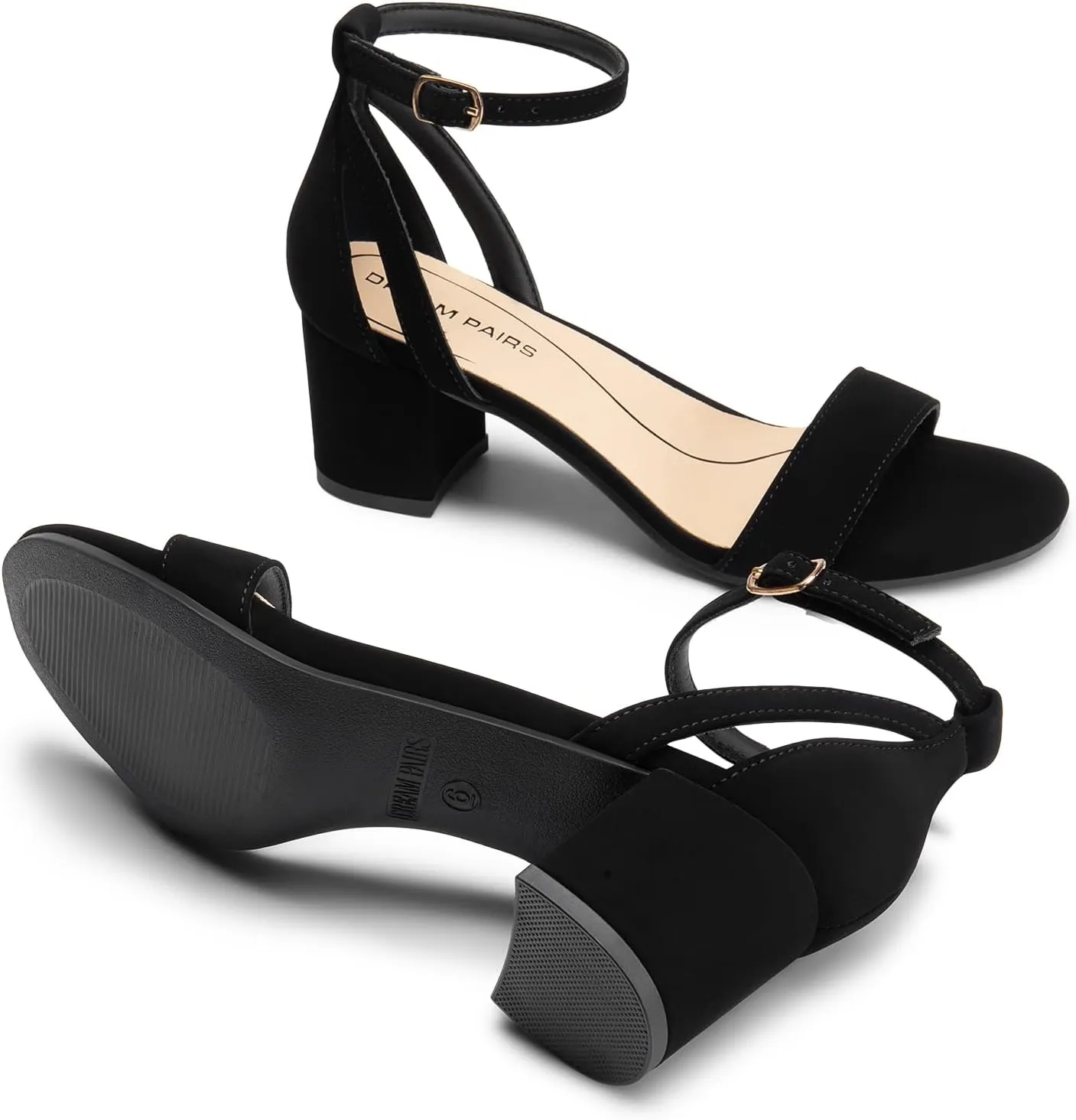 Wedding Sandals elegance cither DREAM PAIRS Women's Chunky Low Heels Open Round Toe Ankle Strap Block Heels Party Dress 