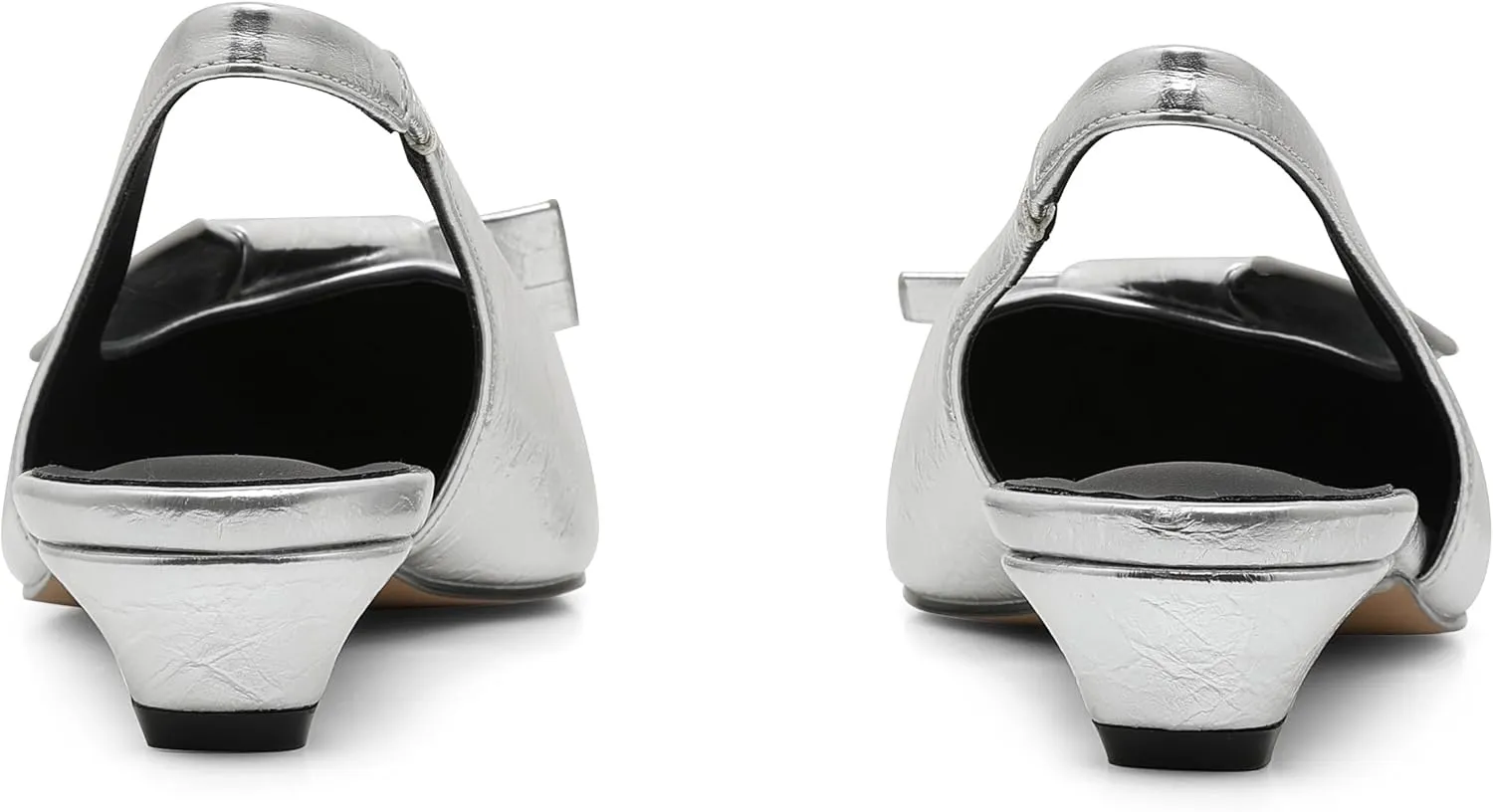 Wedding Slingback Pointed Toe Bridal Shoes Women's Kitten Heels Black Pumps Dress Shoes Low strongly Heel 