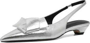 Wedding Slingback Pointed Toe Bridal Shoes Women's Kitten Heels Black Pumps Dress Shoes Low strongly Heel 