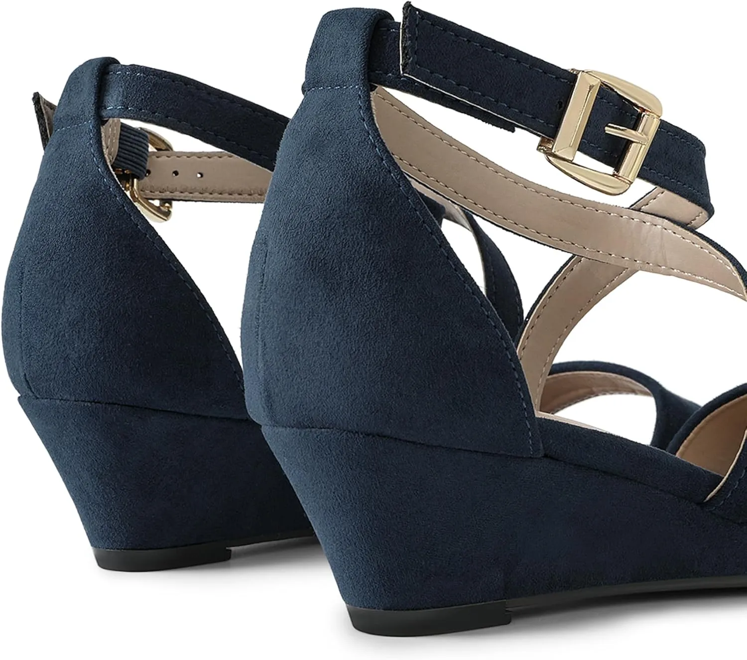Wedge Sandals Ankle wholesome greener beach rime stimulate Strap Heel Sandal Open Toe Wide Dress Summer Shoes DREAM PAIRS Women's Low 