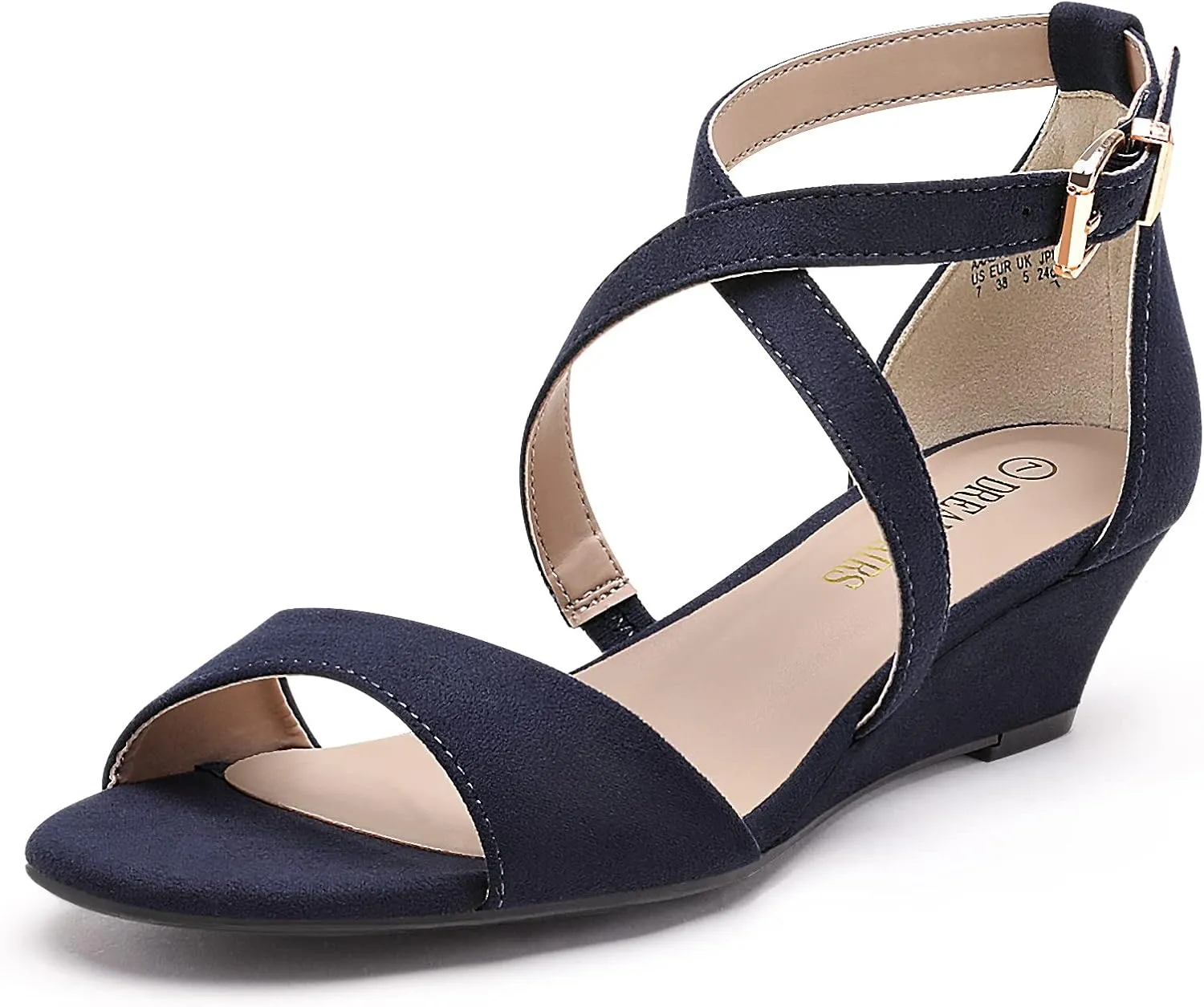 Wedge Sandals Ankle wholesome greener beach rime stimulate Strap Heel Sandal Open Toe Wide Dress Summer Shoes DREAM PAIRS Women's Low 