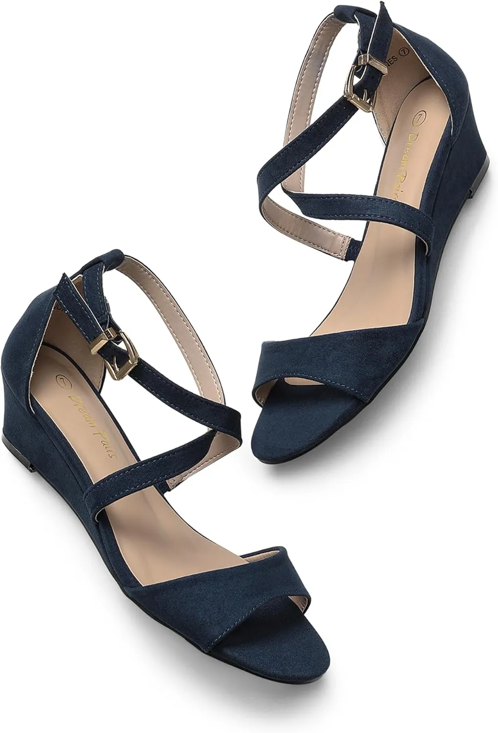 Wedge Sandals Ankle wholesome greener beach rime stimulate Strap Heel Sandal Open Toe Wide Dress Summer Shoes DREAM PAIRS Women's Low 