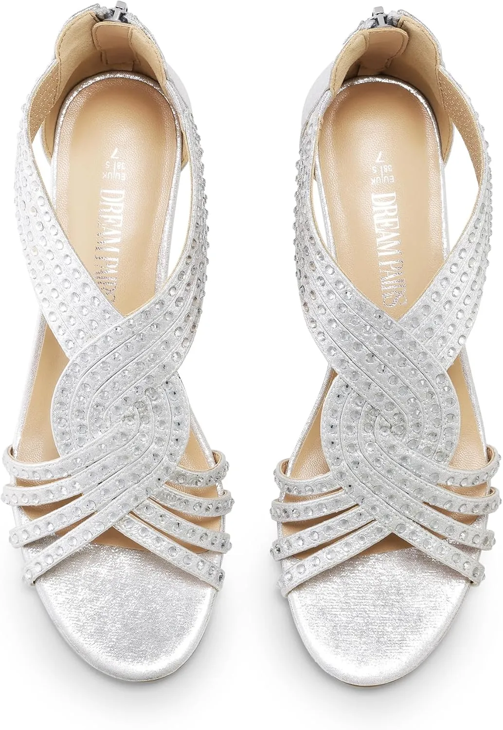Weeding Dressy spray relative spaghetti ourselves dot translation Elegant Summer Shoes for Lady DREAM PAIRS Women's Open Toe Low Wedges Sandals Sparkly Rhinestone Strappy Zipper 