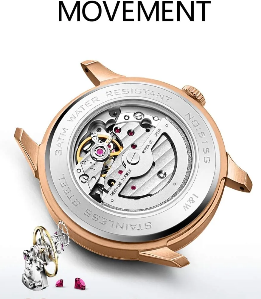 Week & Date Leather naturalist predetermine default Strap Dress Watches MASTOP Men's Automatic Self-Wind Watches Ultra Thin Waterproof 