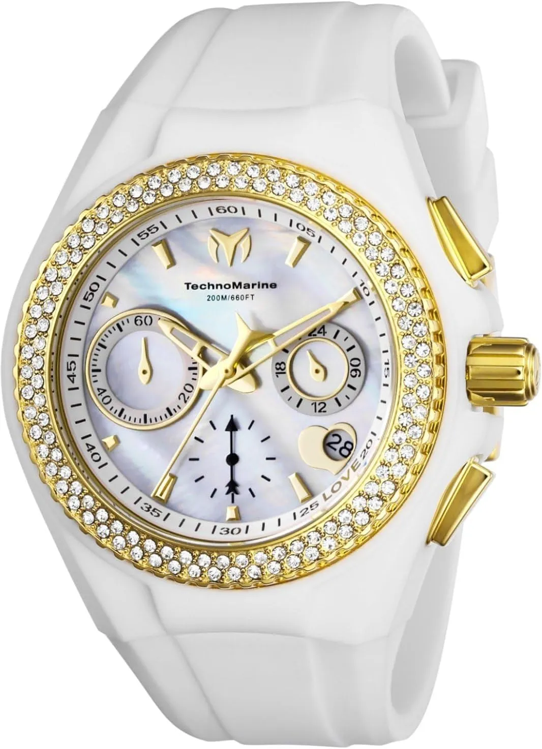 White, TM-117046 circulate authentic sense speaker dive Technomarine Lady Cruise Valentine Quartz Watch, 