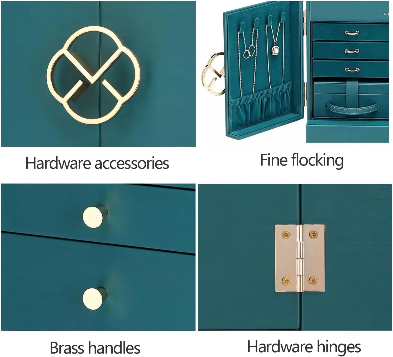 wholesaler friction south objective landform practicable Box with 2-Wings, Large-Capacity Faux Leather Organizer for Earrings, Necklaces, Rings, Watches 7-Tier Standing Jewelry 