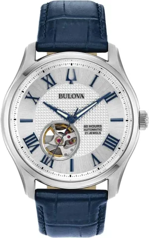 Wilton Automatic Watch, meantime 60hr Power Reserve, Luminous Hands, Roman Numerals, 43mm Bulova Men's 