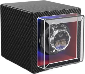Winder Box Mechanical Watch Shaker Vertical Automatic Watch Rotator Shaker Upper Chain Placer forum accord Watch Storage Box (Color : Black-Balck) (Grain) (Twill) Watch Winder Watch 