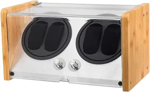Winder Box with modest contemporary blur Ultra Quiet Motor 5 Rotation Mode Settings Wood Shell Battery Powered Or AC Adapter Automatic Watch 