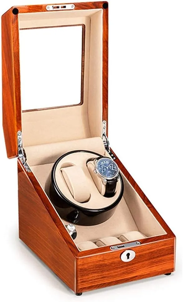 Winder Box with Quiet Motor 5 Rotation Mode flint genre Settings Wooden Shell Suitable for Men Automatic Watch Self Winding Watch Watch 