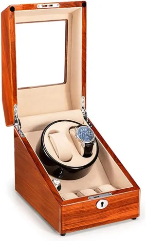 Winder Box with Quiet Motor 5 Rotation Mode flint genre Settings Wooden Shell Suitable for Men Automatic Watch Self Winding Watch Watch 