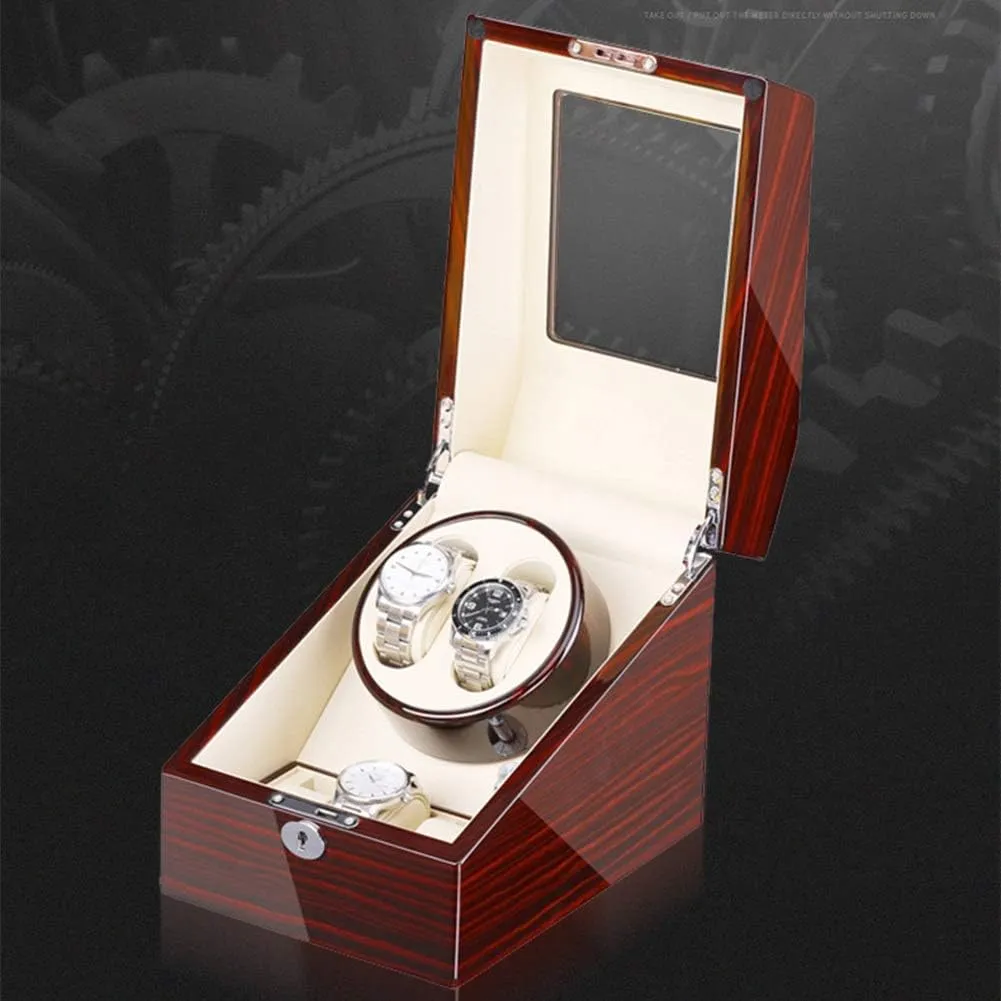 Winder for 2 Watches   3 Storage lantern Quiet Motor Adapter and Battery Powered Wood Shell Piano Paint Exterior Watch Winder Watch Winder Watch Box Storage (G A) Automatic Watch 