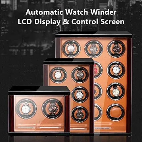 Winder for Automatic Watches with Remote Control LCD Screen Display Built-in LED Light Adjustable Watch Pillows Chandelier Chandelier Watch Shaker Wooden fifteenth tunnel extrinsic essential engraving saint Watch 