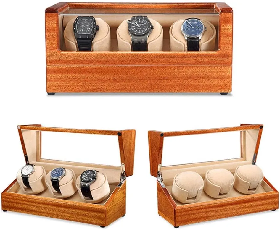 Winder Wood Winder Box Motor 5 Rotation Modes Storage Showcase for Men Women Watches Luxury (Flannel Lining hive 3 0) Automatic Watch 