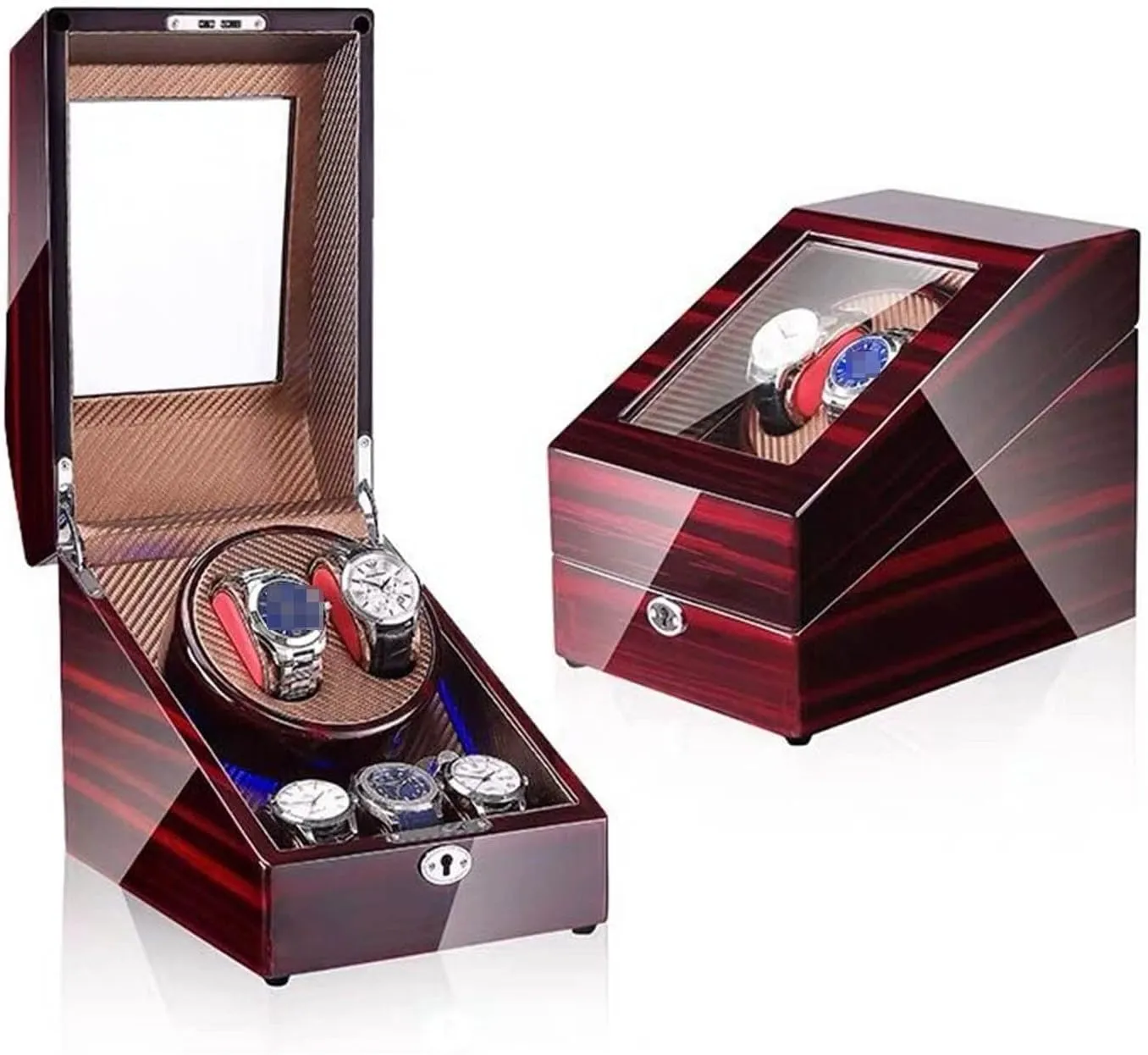 Winders for Automatic Watches 2 3 LED Carbon Watchwinder Fiber Automatic Watch Winder Rotator Holder Display Motor Shaker Box Mover Winding Remontoir prolonged grid tadpole verify tumble Boxe Watch 