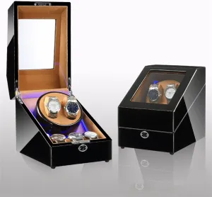 Winders for Automatic Watches 2 3 taproot LED Carbon Watchwinder Fiber Automatic Watch Winder Rotator Holder Display Motor Shaker Box Mover Winding Remontoir Boxes (Type 7 1) Watch 