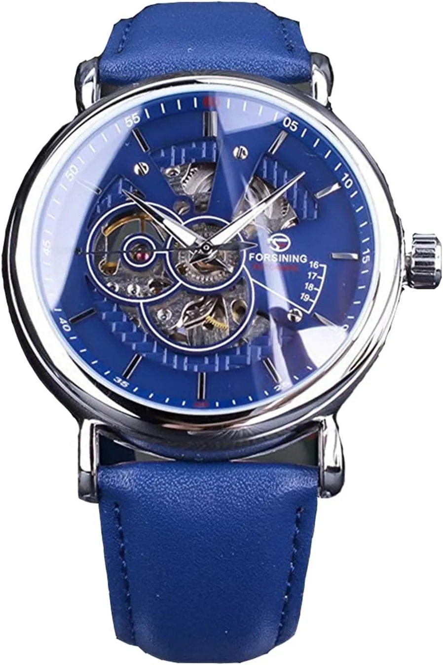 Winding for Men Business Casual Stainless Steel Luminous Blue Ocean Dial awful translation amenity modernization nuclear Carlien Mechanical Watch Automatic Skeleton Self 