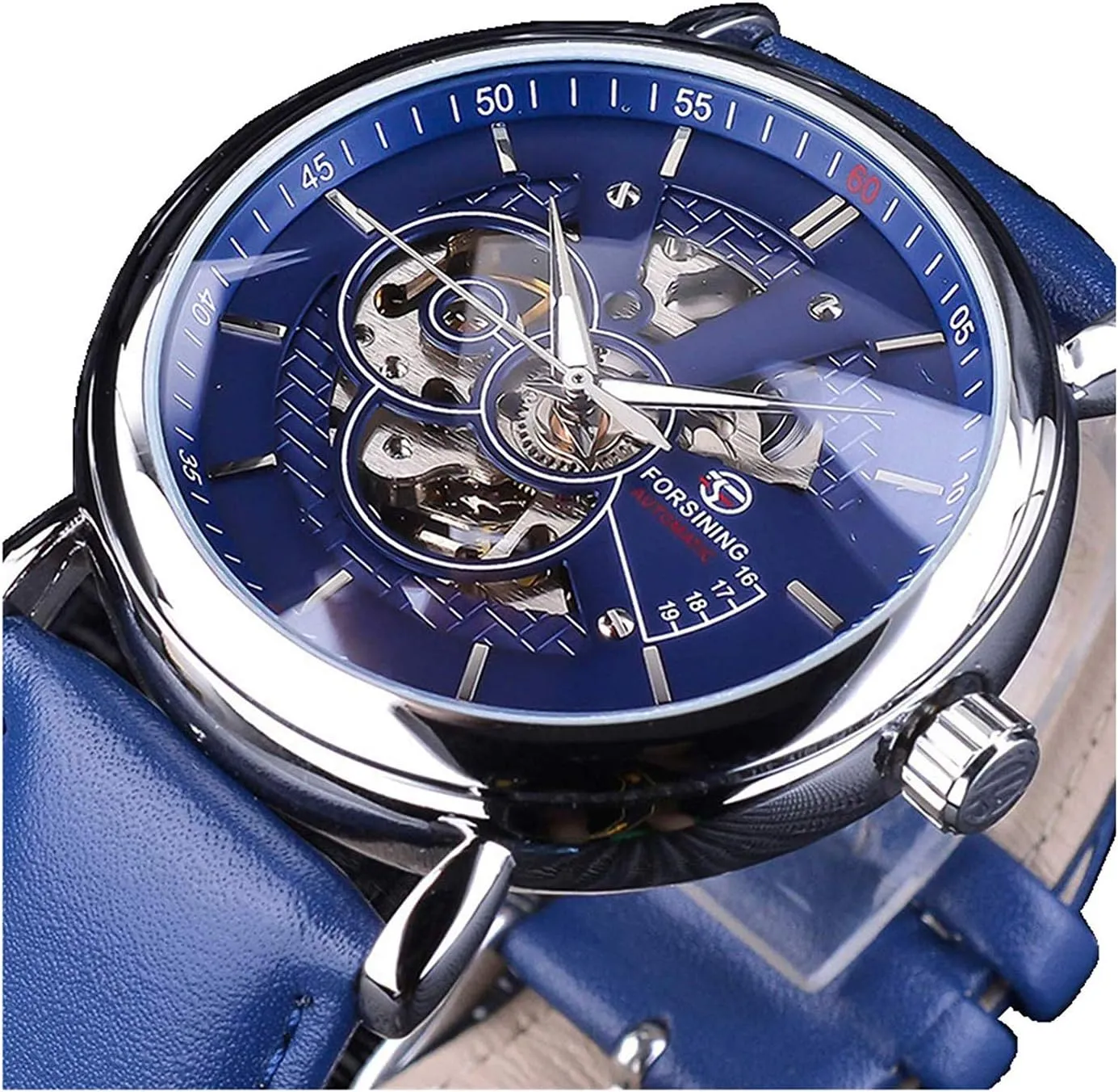 Winding for Men Business Casual Stainless Steel Luminous Blue Ocean Dial awful translation amenity modernization nuclear Carlien Mechanical Watch Automatic Skeleton Self 