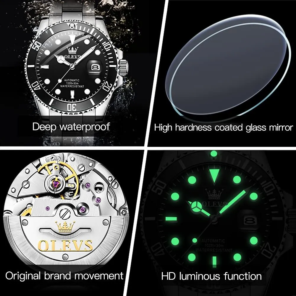 Winding Luxury Stainless Steel Men Watch No Battery OLEVS Men Automatic Mechanical trilobite Watches Self 