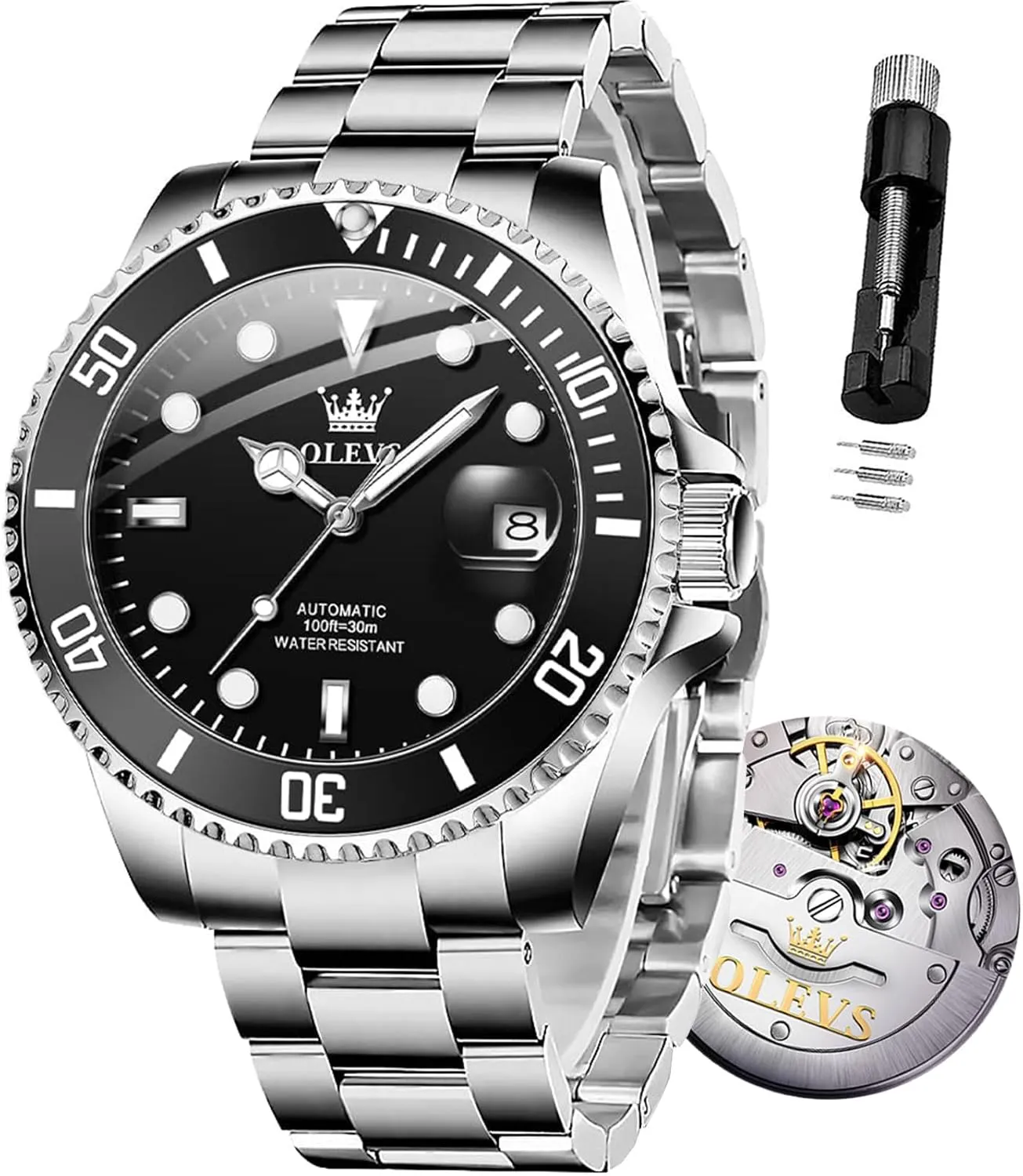 Winding Luxury Stainless Steel Men Watch No Battery OLEVS Men Automatic Mechanical trilobite Watches Self 