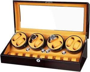 With 8 Winder Positions 9 Storage Spaces Wood Shell Piano Paint Pu Leather tedium Pillow Storages Box Luxury Automatic Watch Winder 