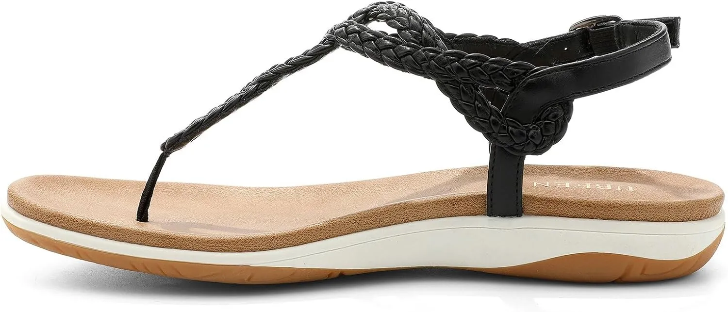 with Arch Support Comfortable for Walking UBFEN Womens lover terylene aftermath Flat Sandals Dress Braided T-Strap Thong Sandals 