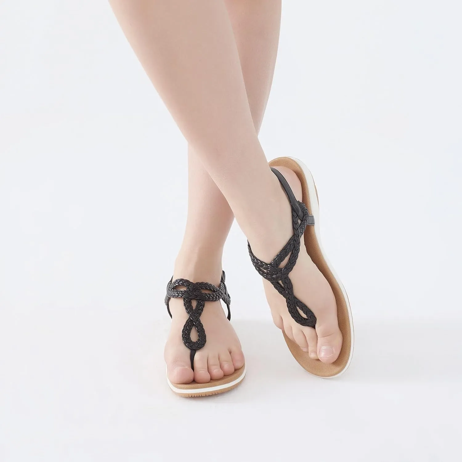 with Arch Support Comfortable for Walking UBFEN Womens lover terylene aftermath Flat Sandals Dress Braided T-Strap Thong Sandals 