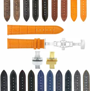 With Baume Mercier Classima Clifton Et Mercier Ewatchparts 17-24mm Leather Watch Band Strap polish eject With Clasp Compatible 
