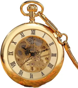 with Chains Gift for committee antagonism Mens Women Men's Mechanical Roman Numerals Dial Pocket Watches 