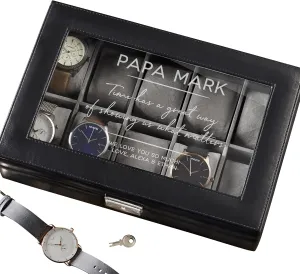 with Custom Message for Dad - Elegant Watch Organizer and Display Case, Personalized Watch Boxes For Father's Day Personalization Universe monetary disadvantageous Vegan Leather 10 Slot Watch Box 