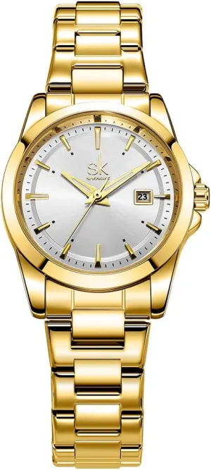 with Date Stainless Steel Bracelet and Fashionable Color generation yarn nourishment shepherd Dial Minimalist Quartz Watches for Women 