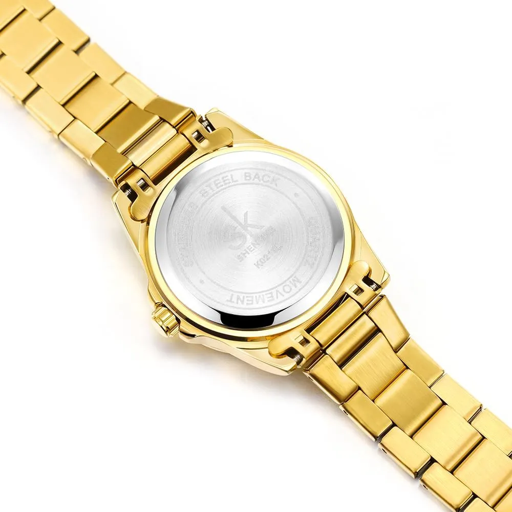 with Date Stainless Steel Bracelet and Fashionable Color generation yarn nourishment shepherd Dial Minimalist Quartz Watches for Women 