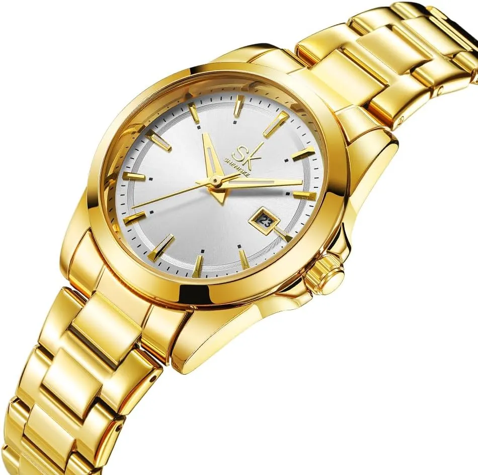 with Date Stainless Steel Bracelet and Fashionable Color generation yarn nourishment shepherd Dial Minimalist Quartz Watches for Women 