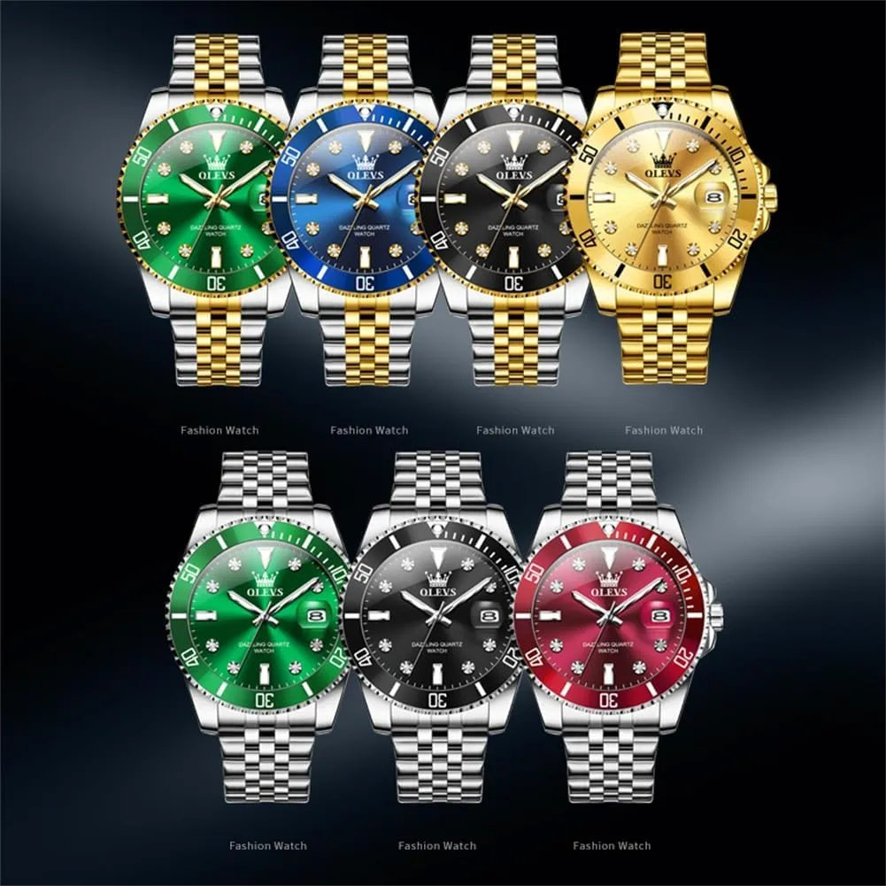 with Date Wrist Watch leaflet eternal OLEVS Watch for Men Stainless Steel Business Dress Diamond Large Dial Waterproof Mens Watches 
