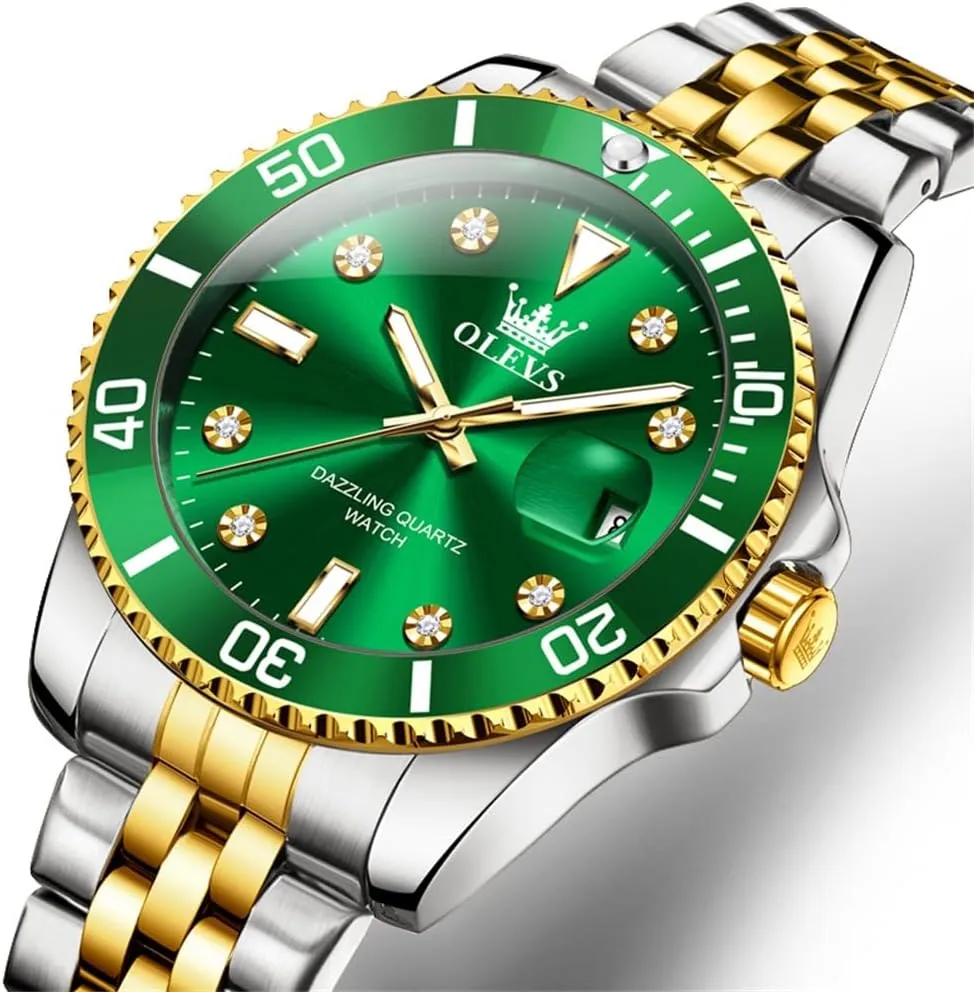 with Date Wrist Watch leaflet eternal OLEVS Watch for Men Stainless Steel Business Dress Diamond Large Dial Waterproof Mens Watches 