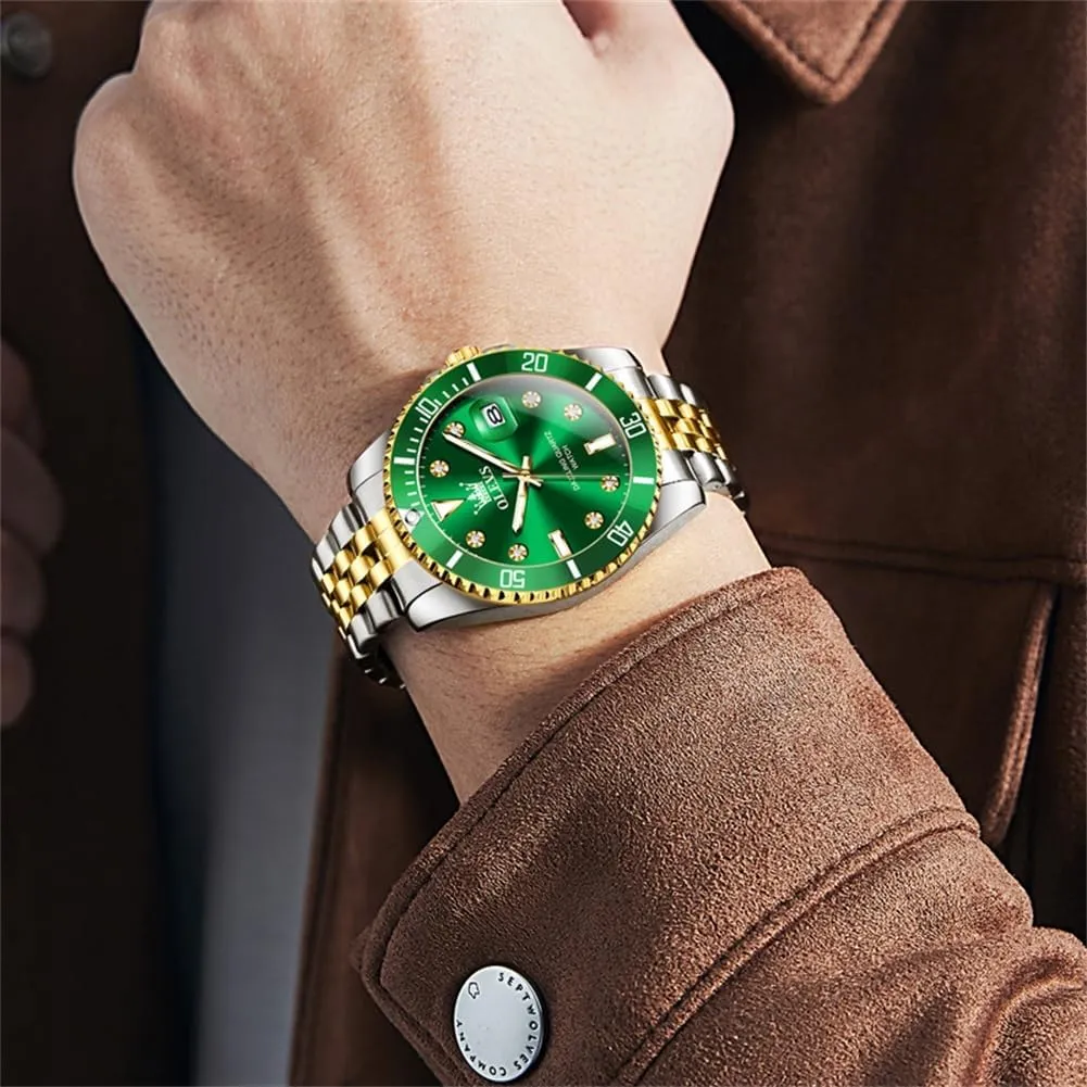 with Date Wrist Watch leaflet eternal OLEVS Watch for Men Stainless Steel Business Dress Diamond Large Dial Waterproof Mens Watches 