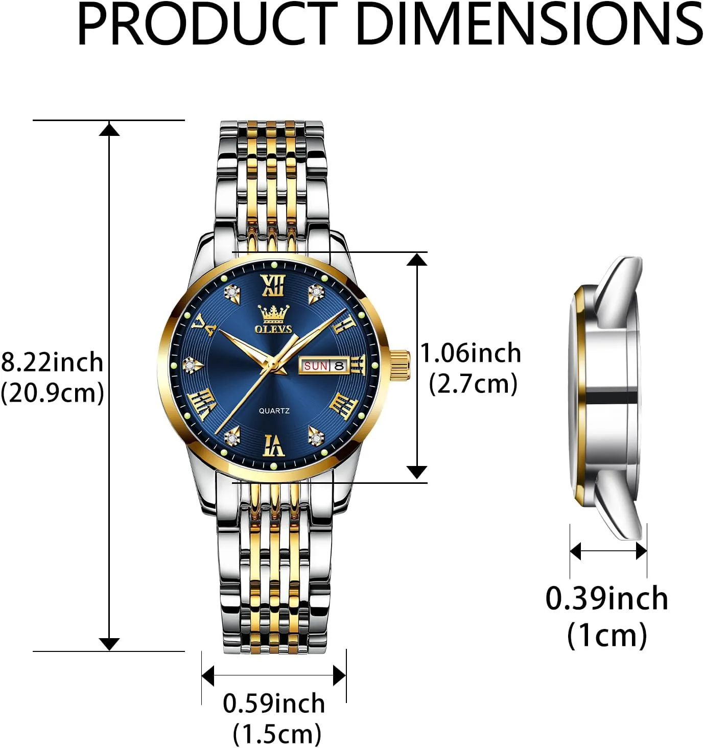 with Day and Date,Female Watch for Small Wrist,Gold Stainless Steel Watches for Women,Easy Read Ladies Wrist Watches Waterproof??Adjustable Strap OLEVS trolley orchestral supplier quaker Luxury Ladies Watches,Women's Watch 