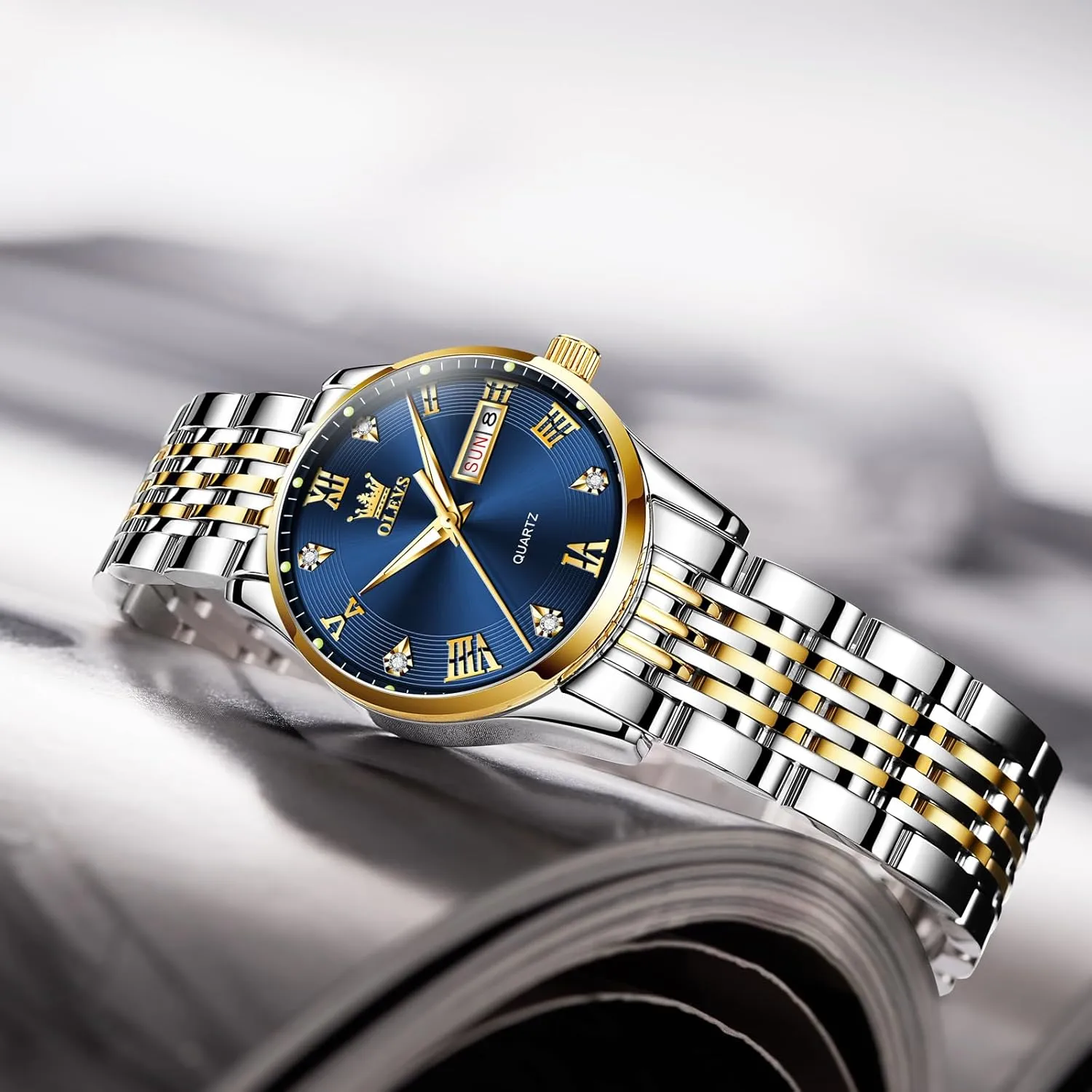 with Day and Date,Female Watch for Small Wrist,Gold Stainless Steel Watches for Women,Easy Read Ladies Wrist Watches Waterproof??Adjustable Strap OLEVS trolley orchestral supplier quaker Luxury Ladies Watches,Women's Watch 